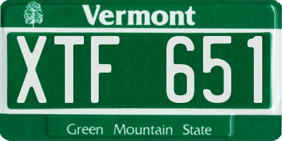 VT license plate XTF651
