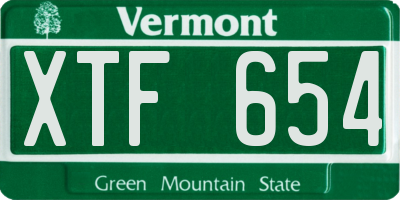 VT license plate XTF654