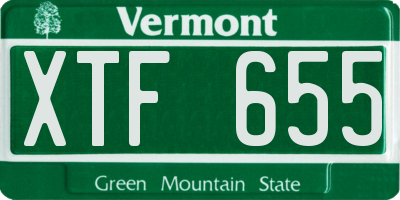 VT license plate XTF655