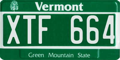 VT license plate XTF664