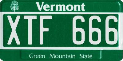 VT license plate XTF666