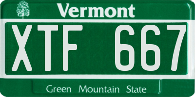 VT license plate XTF667