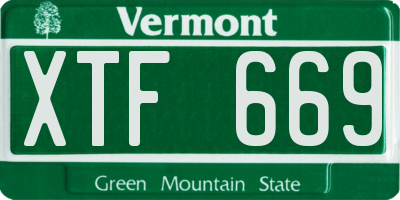 VT license plate XTF669