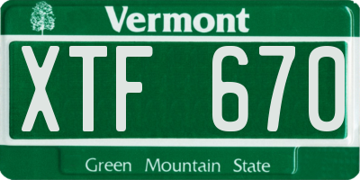 VT license plate XTF670