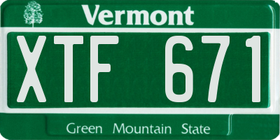 VT license plate XTF671