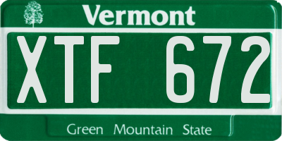 VT license plate XTF672