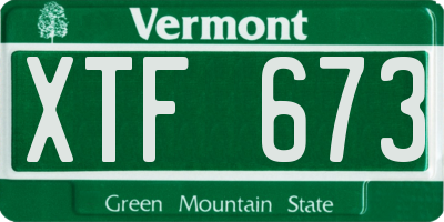 VT license plate XTF673