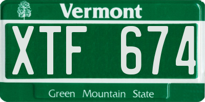 VT license plate XTF674