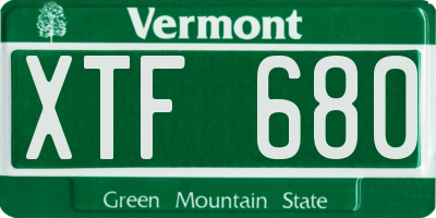 VT license plate XTF680