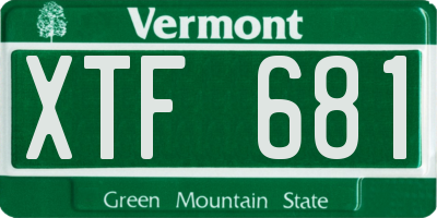 VT license plate XTF681