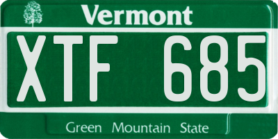 VT license plate XTF685