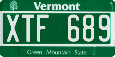VT license plate XTF689