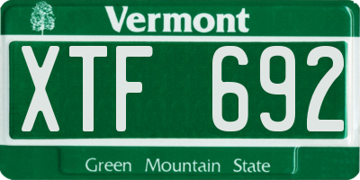 VT license plate XTF692