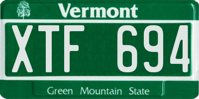VT license plate XTF694