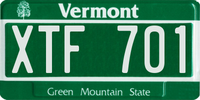 VT license plate XTF701