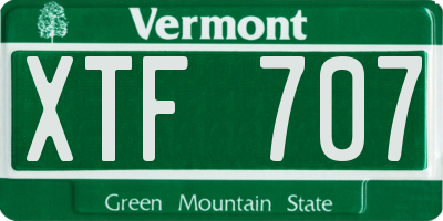 VT license plate XTF707