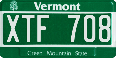 VT license plate XTF708