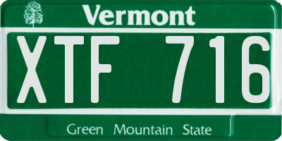 VT license plate XTF716