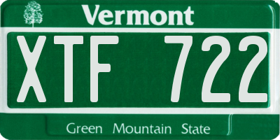 VT license plate XTF722