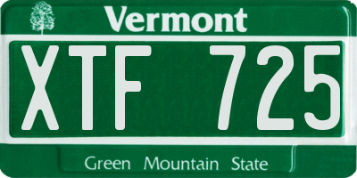 VT license plate XTF725