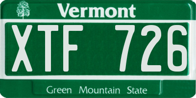 VT license plate XTF726