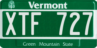 VT license plate XTF727