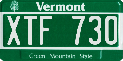 VT license plate XTF730