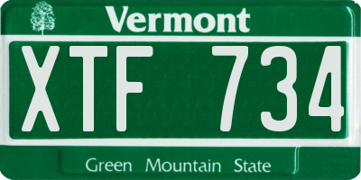 VT license plate XTF734