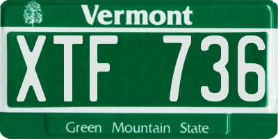 VT license plate XTF736