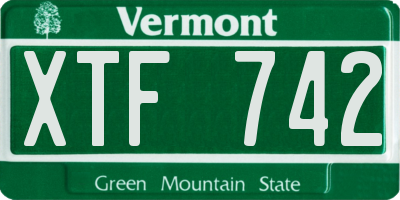 VT license plate XTF742
