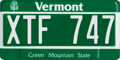 VT license plate XTF747