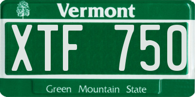 VT license plate XTF750