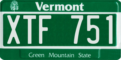 VT license plate XTF751