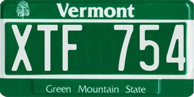 VT license plate XTF754
