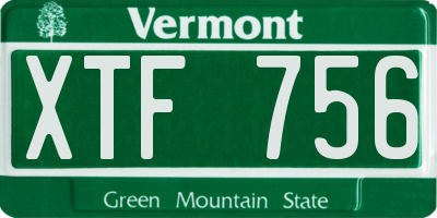 VT license plate XTF756