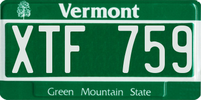 VT license plate XTF759
