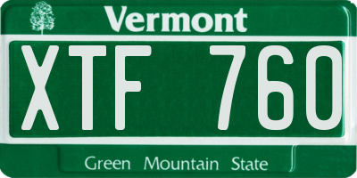 VT license plate XTF760