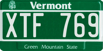 VT license plate XTF769