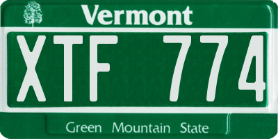 VT license plate XTF774