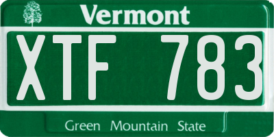 VT license plate XTF783