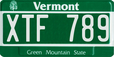 VT license plate XTF789