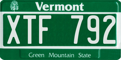 VT license plate XTF792