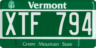 VT license plate XTF794