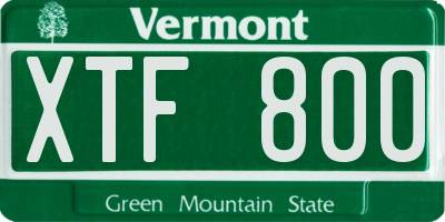 VT license plate XTF800