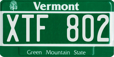 VT license plate XTF802