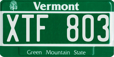 VT license plate XTF803