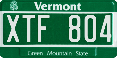 VT license plate XTF804