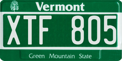 VT license plate XTF805