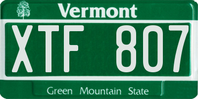 VT license plate XTF807