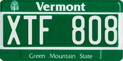 VT license plate XTF808